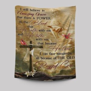 Red Cardinal Jesus Amazing Grace Tapestry: Unique Cross Design for Believers