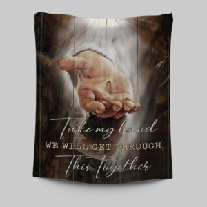 Hand of God Tapestry: Jesus Take My Hand Art - Christian Bible Verse Wall Decor