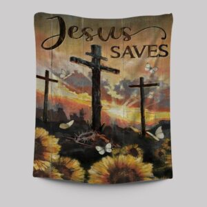 Sunflower Painting Wooden Crosses Jesus Saves Tapestry: Faith-inspired Art Collection