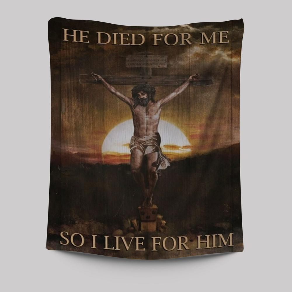 Sunset Jesus Tapestry – Beautiful He Died For Me Wall Hanging Sunset Jesus Tapestry – Beautiful He Died For Me Wall Hanging