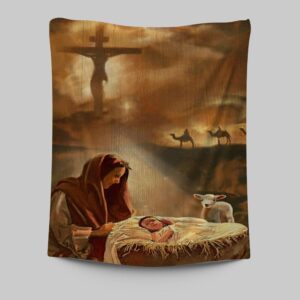 Maria and Jesus Tapestry Wall Art - Christian Tapestries for Home Decor
