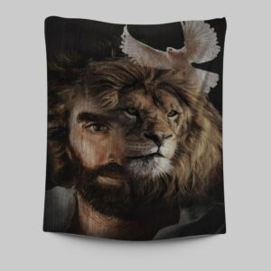 Lion Of Judah Jesus & Dove Tapestry Prints - Christian Wall Decor & Jesus Christ Art