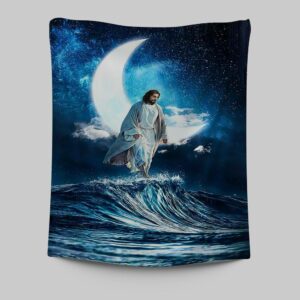 Jesus Walks On Water Wall Art Tapestry - Christian Portrait Prints for Home Decor