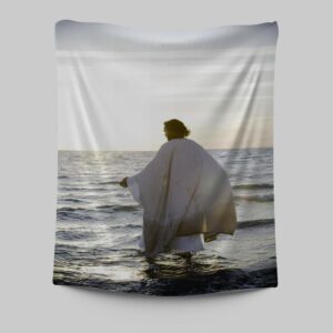 Jesus Walks On Water Tapestry Art - Christian Wall Decor for Home - Jesus Wall Art