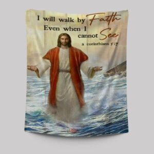 Jesus Walks On Water Tapestry - Ocean Wave Faith Decor