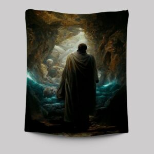 Resurrected Jesus Tapestry Art - Christian Wall Decor for Home - Religious Jesus Tapestry Pictures