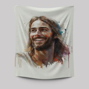 Smiling Jesus Tapestry Pictures: Christian Indoor Wall Tapestries & Art Prints