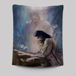 Jesus Praying With God Tapestry - Religious Christian Painting Decor
