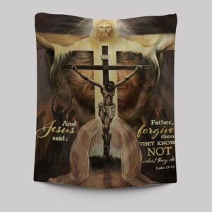 Jesus On The Cross Tapestry: World In His Arms & Jesus Said - Religious Wall Art