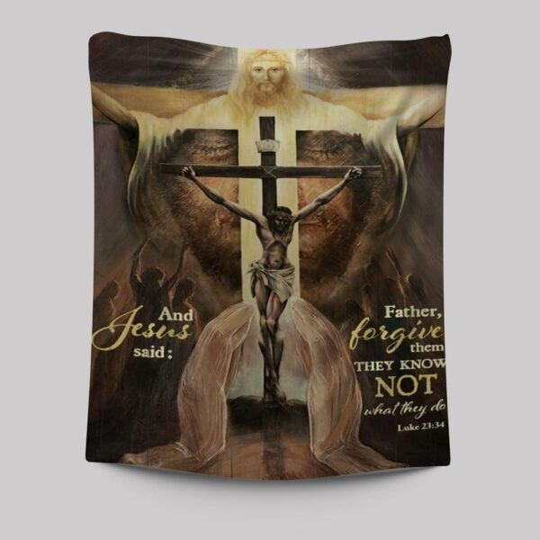 Jesus On The Cross Tapestry: World In His Arms & Jesus Said – Religious Wall Art
