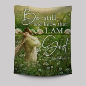 Jesus Lamb Dandelion Field Tapestry - Be Still and Know God