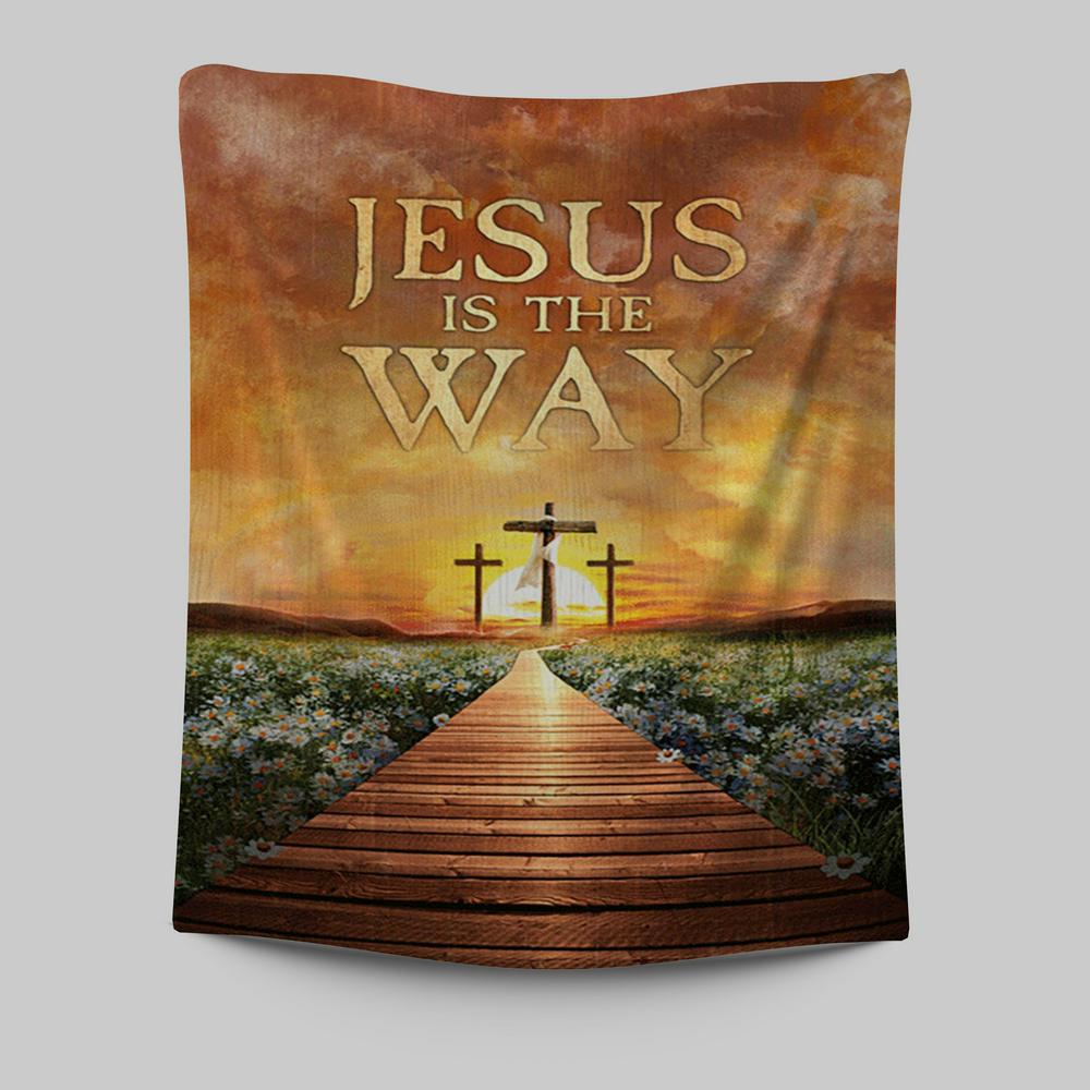 Jesus Is The Way Sunset Cross Tapestry Wall Art – Bible Verse Inspirational Christian Indoor Tapestries Jesus Is The Way Sunset Cross Tapestry Wall Art – Bible Verse Inspirational Christian Indoor Tapestries