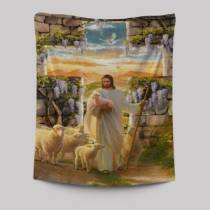 Jesus Lambs Of God Purple Wisteria Heaven Sky Tapestry - Heavenly Home Decor
