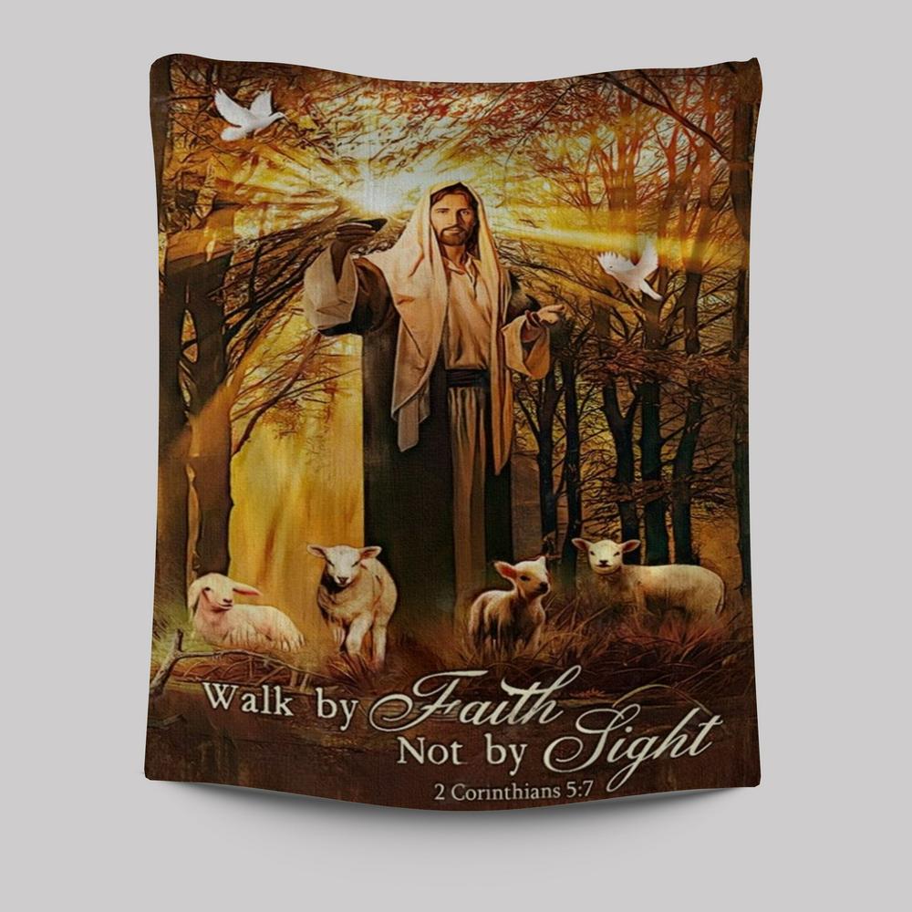 Jesus Lamb of God Autumn Forest Tapestry – Walk by Faith Not by Sight Jesus Lamb of God Autumn Forest Tapestry – Walk by Faith Not by Sight