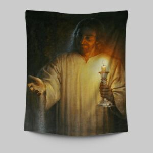 Jesus Candle Tapestry Prints - Christ Art for Christian Wall Decor