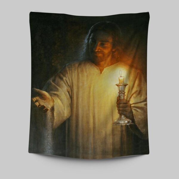 Jesus Candle Tapestry Prints – Christ Art for Christian Wall Decor