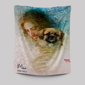Custom Jesus & Dog Tapestry Wall Art - Personalized Pet Memorial Gifts