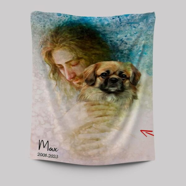 Custom Jesus & Dog Tapestry Wall Art – Personalized Pet Memorial Gifts