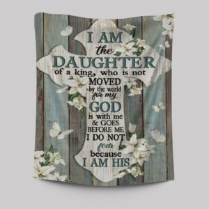 King s Daughter Jesus Cross White Tulip Tapestry - Inspirational Wall Decor