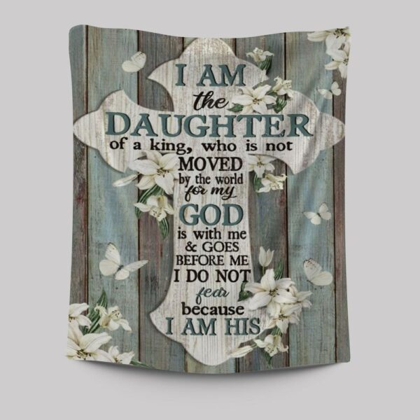 King s Daughter Jesus Cross White Tulip Tapestry – Inspirational Wall Decor