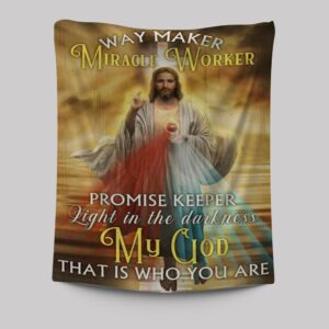 Jesus Colorful Halo Sunset Tapestry - Way Maker Miracle Worker Decor