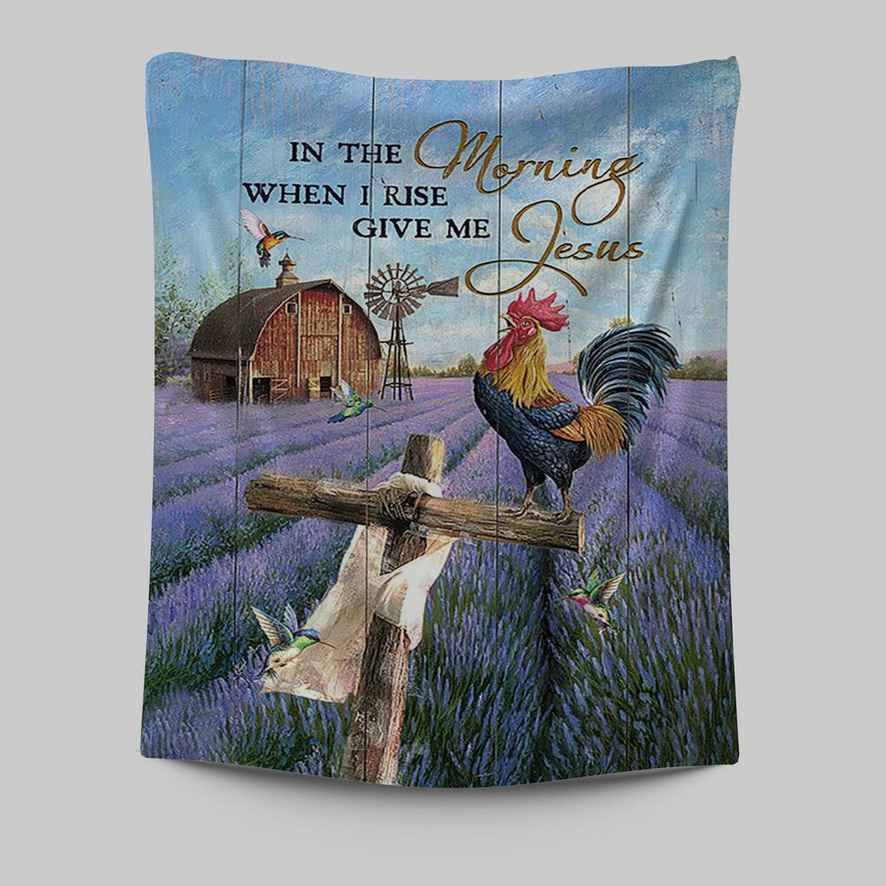 Christian Wall Art: Jesus Rooster Lavender Field Cross Tapestry for Religious Home Decor Christian Wall Art: Jesus Rooster Lavender Field Cross Tapestry for Religious Home Decor