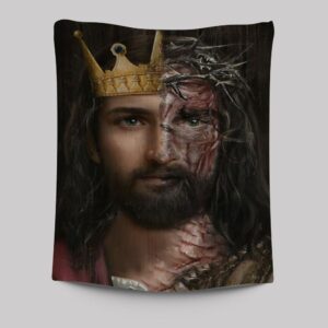 Golden Crown of Thorn Jesus Painting Tapestry - Religious Wall Decor