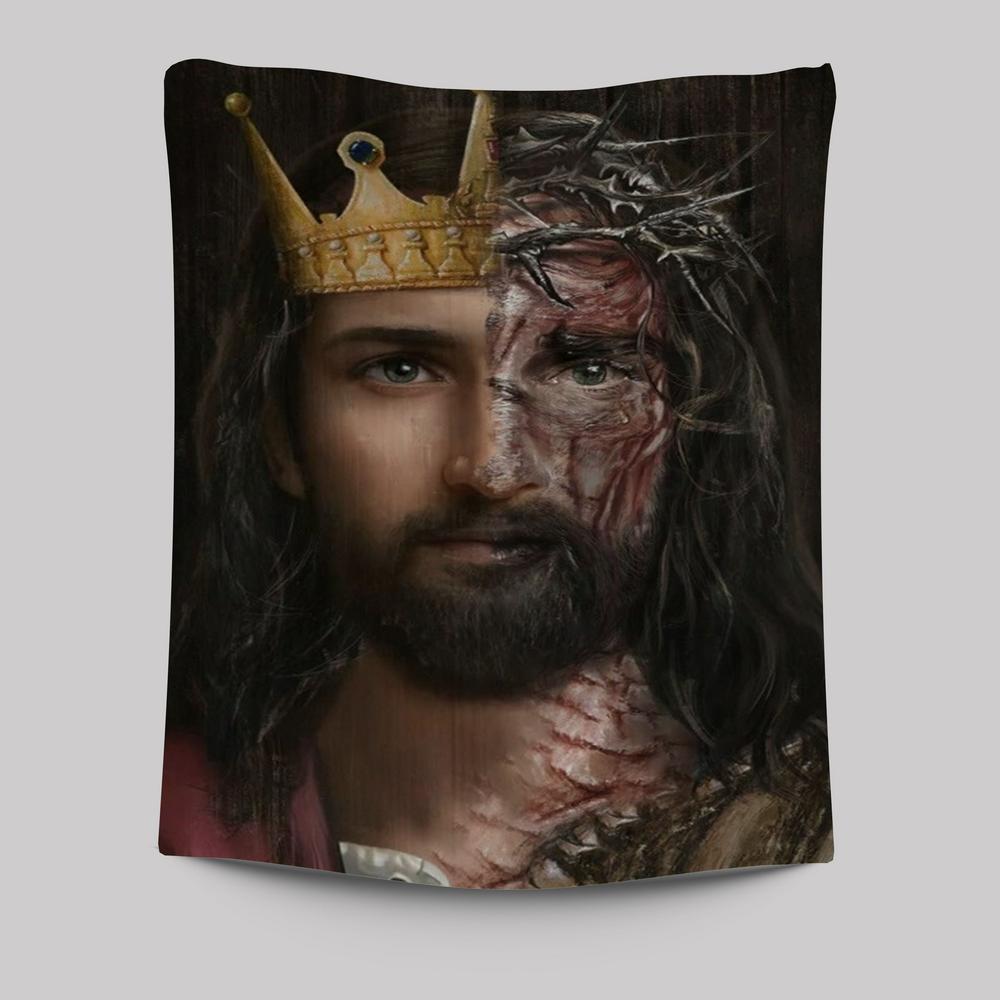 Golden Crown of Thorn Jesus Painting Tapestry – Religious Wall Decor Golden Crown of Thorn Jesus Painting Tapestry – Religious Wall Decor