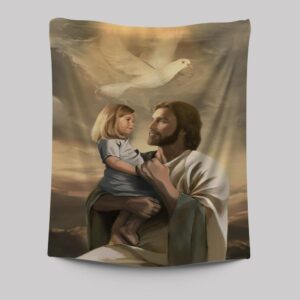 Dove Jesus Painting Tapestry - Jesus With Child Wall Art