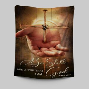 Cross Jesus Hand Tapestry: Be Still & Know God - Bible Verse Christian Wall Art Decor