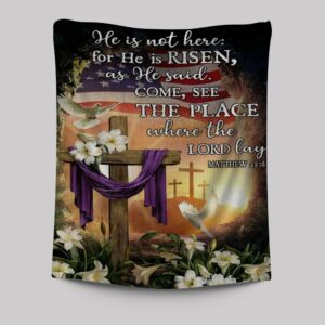 Cross American Flag White Dove Lily Jesus Tapestry - He Is Not Here Design