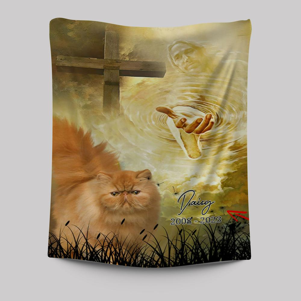 Cat Memorial Tapestry Prints: Take My Hand Jesus – Pet Loss Gifts for Women Cat Memorial Tapestry Prints: Take My Hand Jesus – Pet Loss Gifts for Women