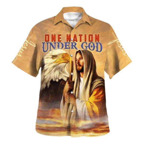 Men s One Nation Under God Jesus Hawaiian Shirt – Christian Faith Gift