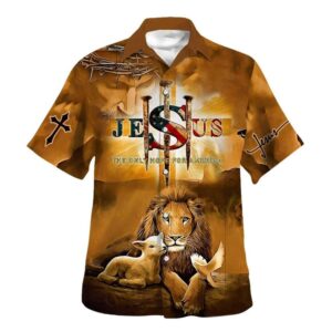 Jesus Lion And Lamb Christian Hawaiian Shirt for Men - Gift for Christian