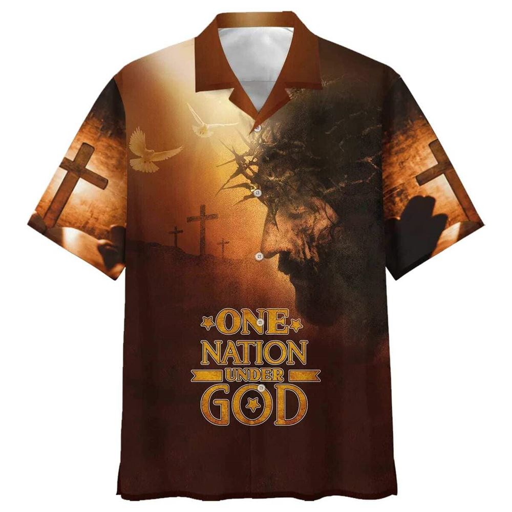 Jesus Cross One Nation Under God Dove Christian Hawaiian Shirt for Men – Gift for Christian Jesus Cross One Nation Under God Dove Christian Hawaiian Shirt for Men – Gift for Christian