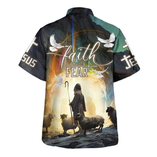 Men s Faith Over Fear Jesus & The Sheep Christian Hawaiian Shirt – Perfect Gift for Christians