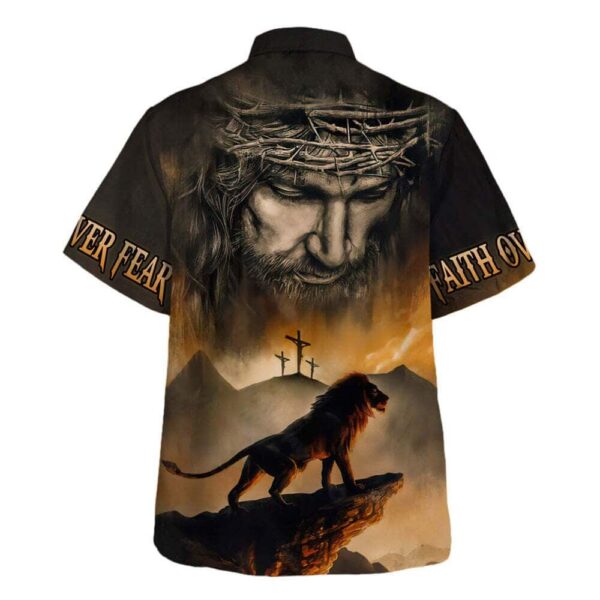 Faith Over Fear Jesus And Lion Hawaiian Shirt For Men – Christian Gift