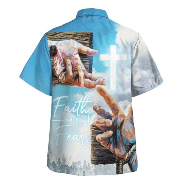 Faith Over Fear Jesus Hand Nails Hawaiian Shirt For Men – Christian Gift