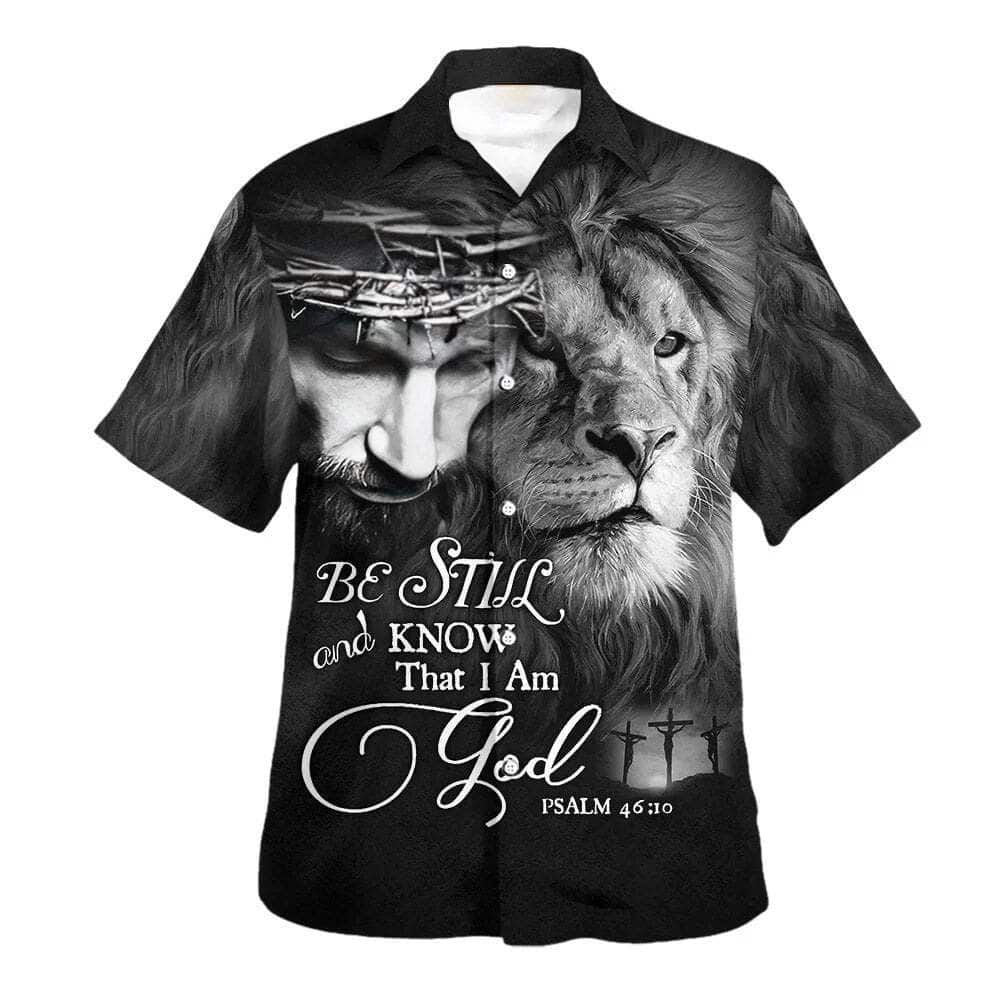 Christian Hawaiian Shirt for Men – Be Still and Know That I Am God Jesus Lion Design – Perfect Gift for Christian Christian Hawaiian Shirt for Men – Be Still and Know That I Am God Jesus Lion Design – Perfect Gift for Christian