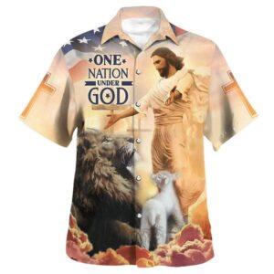 American Flag Jesus Open Arms Hawaiian Shirt for Men - Christian Gift