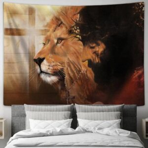 Stunning Lion & Jesus Healing Tapestry for Living Room & Bedroom
