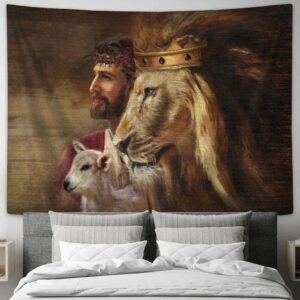 Jesus Lion Lamb Tapestry: Stunning Tapestries for Living Room and Bedroom