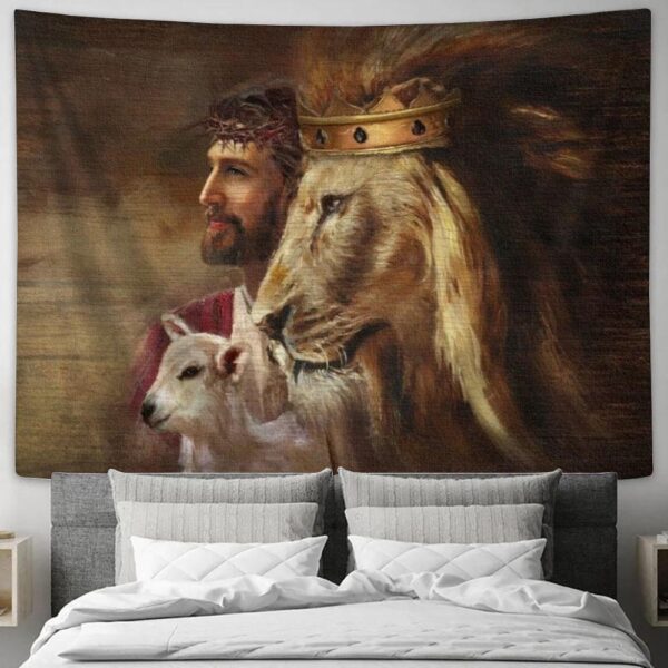 Jesus Lion Lamb Tapestry: Stunning Tapestries for Living Room and Bedroom