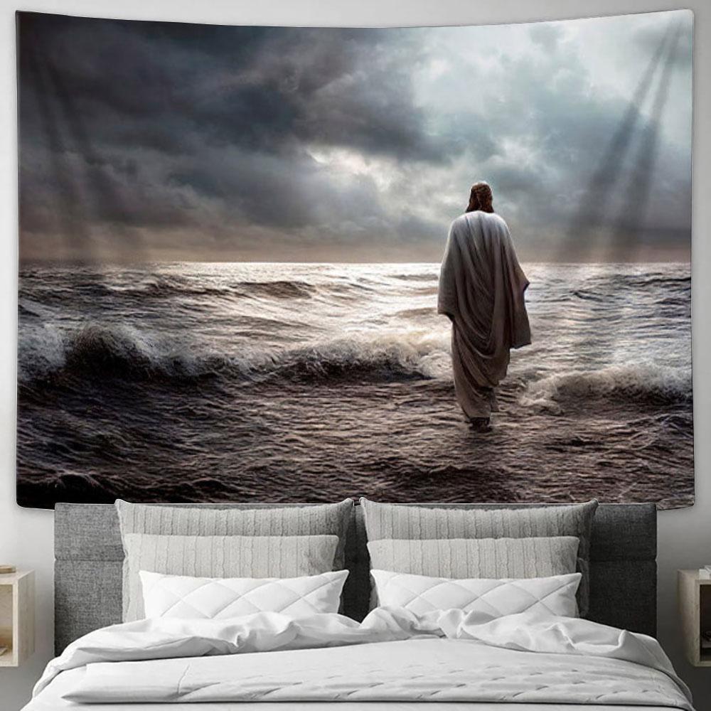 Jesus Water Painting Tapestry Prints – Christian Wall Art for Stylish Home Decor Jesus Water Painting Tapestry Prints – Christian Wall Art for Stylish Home Decor