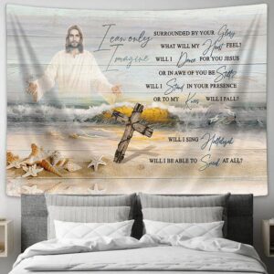Jesus The Rugged Cross Tapestry Art - Christian Wall Decor with Bible Verse