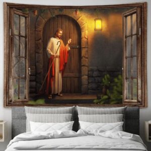 Jesus Knocks On The Door Tapestry: Vibrant Tapestries for Living Room Bedroom