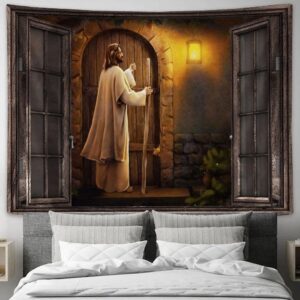 Jesus Knocks Large Tapestry: Christian Religious Art Prints