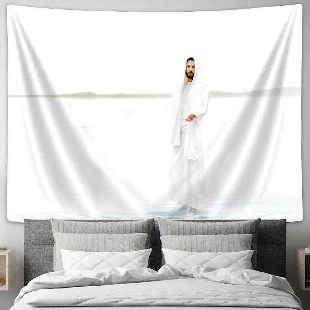 White Jesus Walking On Water Tapestry – Christian Wall Decor – Religious Art White Jesus Walking On Water Tapestry – Christian Wall Decor – Religious Art