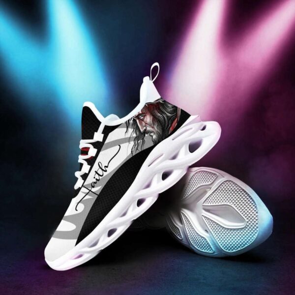 Jesus Faith Running Sneakers: Christian Best Shoes for Men and Women – Black White Max Soul Shoes
