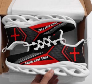 Red Max Soul Christian Running Shoes - Faith Over Fear Sneakers for Men and Women